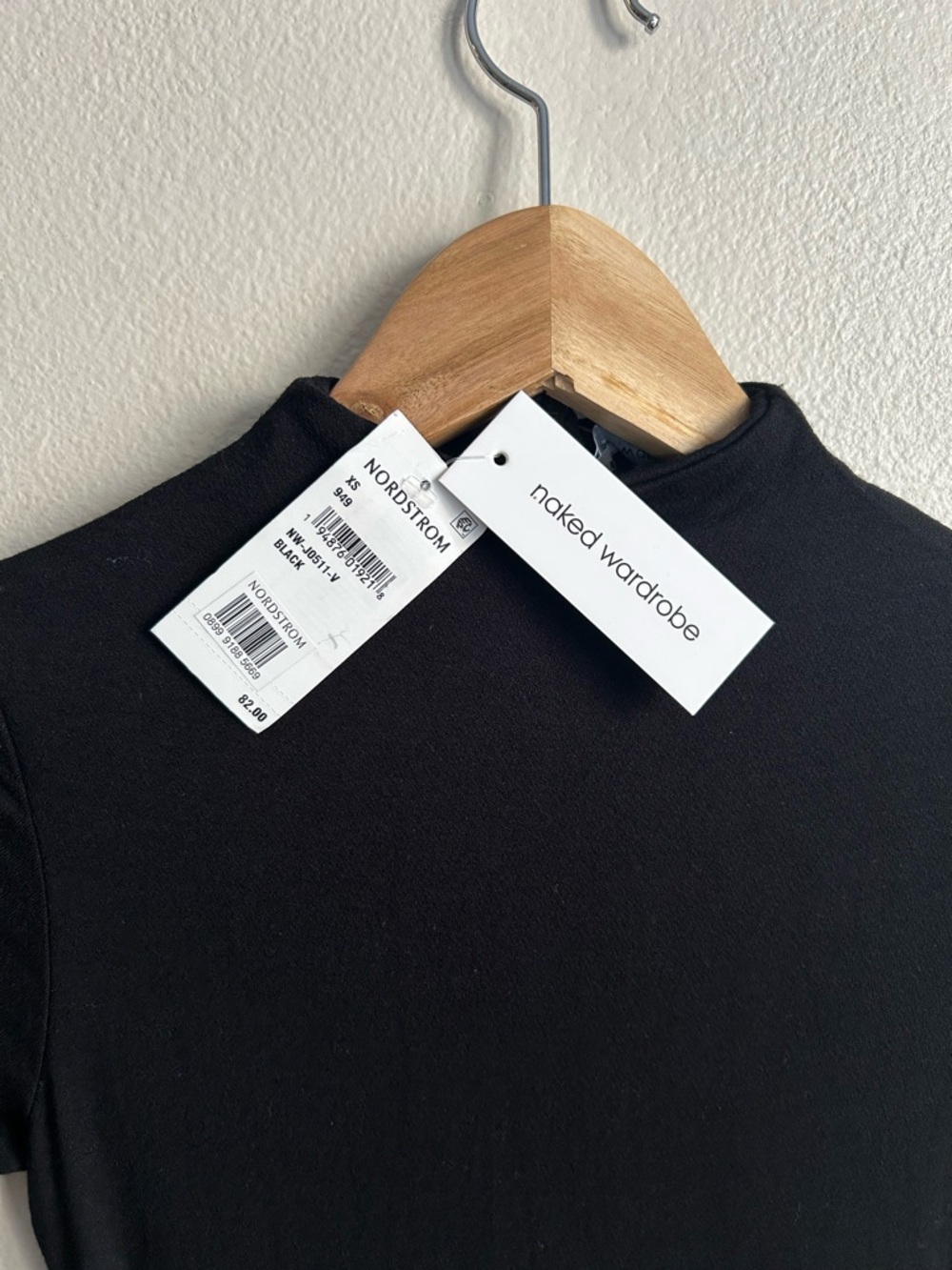 NWT Naked Wardrobe Sculpt Short Sleeve Jumpsuit Black Viscose Mock Neck Size XS - Picture 3 of 9